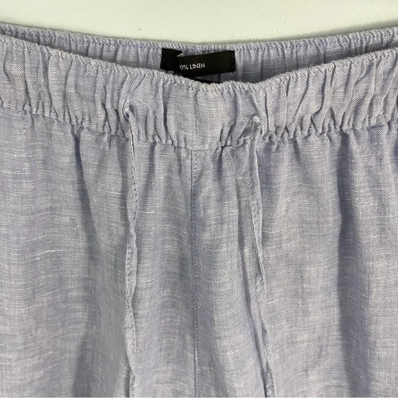 Tahari Plus Size 1X Blue 100% Linen  High Rise Pull-On Shorts Pockets - Picture 6 of 10